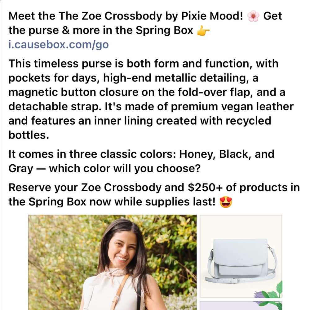 Zoe crossbody! Brand new. Perfect for day or night